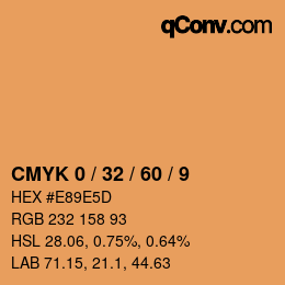 カラーコード: CMYK 0 / 32 / 60 / 9 | qconv.com