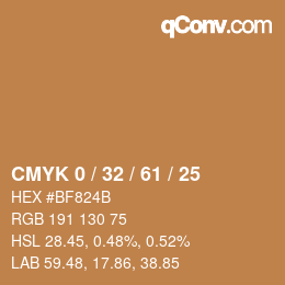 カラーコード: CMYK 0 / 32 / 61 / 25 | qconv.com