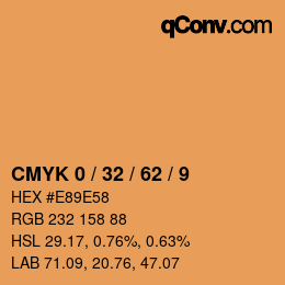 颜色代码: CMYK 0 / 32 / 62 / 9 | qconv.com