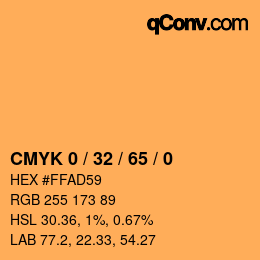 Color code: CMYK 0 / 32 / 65 / 0 | qconv.com