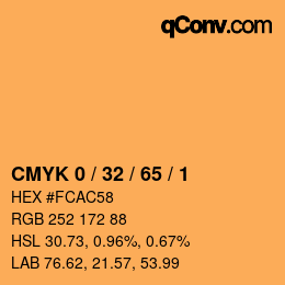 颜色代码: CMYK 0 / 32 / 65 / 1 | qconv.com