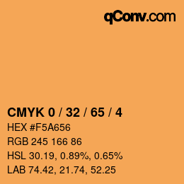 カラーコード: CMYK 0 / 32 / 65 / 4 | qconv.com