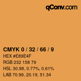 カラーコード: CMYK 0 / 32 / 66 / 9 | qconv.com