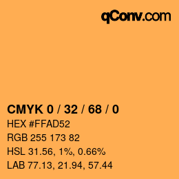 Color code: CMYK 0 / 32 / 68 / 0 | qconv.com