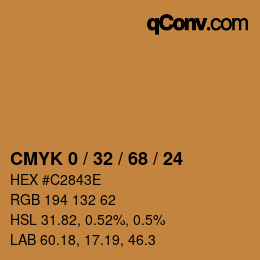 カラーコード: CMYK 0 / 32 / 68 / 24 | qconv.com