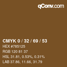 颜色代码: CMYK 0 / 32 / 69 / 53 | qconv.com