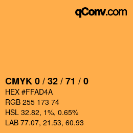 Color code: CMYK 0 / 32 / 71 / 0 | qconv.com