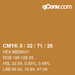 Código de color: CMYK 0 / 32 / 71 / 26 | qconv.com