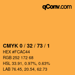 Color code: CMYK 0 / 32 / 73 / 1 | qconv.com