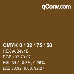 颜色代码: CMYK 0 / 32 / 75 / 58 | qconv.com