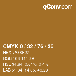 カラーコード: CMYK 0 / 32 / 76 / 36 | qconv.com