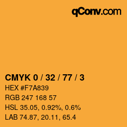 Color code: CMYK 0 / 32 / 77 / 3 | qconv.com