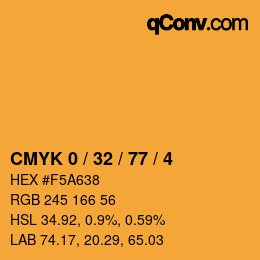 カラーコード: CMYK 0 / 32 / 77 / 4 | qconv.com