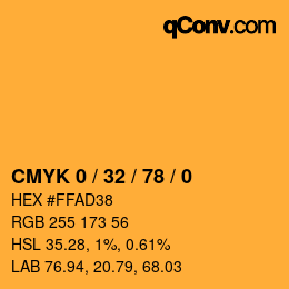 Color code: CMYK 0 / 32 / 78 / 0 | qconv.com