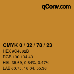 カラーコード: CMYK 0 / 32 / 78 / 23 | qconv.com
