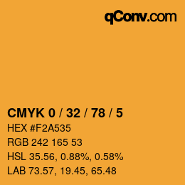 カラーコード: CMYK 0 / 32 / 78 / 5 | qconv.com