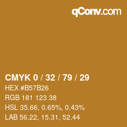 カラーコード: CMYK 0 / 32 / 79 / 29 | qconv.com