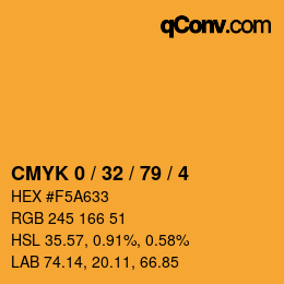 颜色代码: CMYK 0 / 32 / 79 / 4 | qconv.com