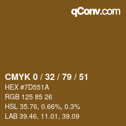 Color code: CMYK 0 / 32 / 79 / 51 | qconv.com