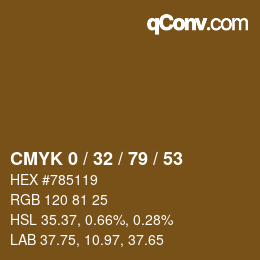 Color code: CMYK 0 / 32 / 79 / 53 | qconv.com