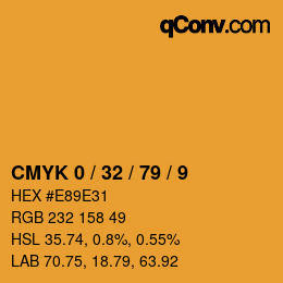 カラーコード: CMYK 0 / 32 / 79 / 9 | qconv.com