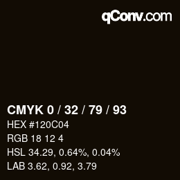 カラーコード: CMYK 0 / 32 / 79 / 93 | qconv.com