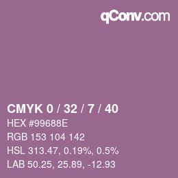 カラーコード: CMYK 0 / 32 / 7 / 40 | qconv.com