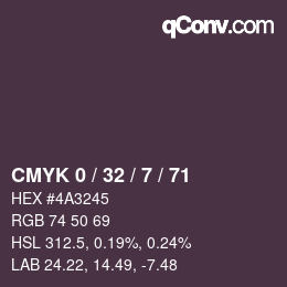 Color code: CMYK 0 / 32 / 7 / 71 | qconv.com