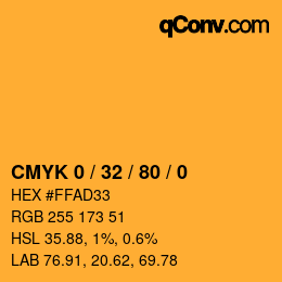 Color code: CMYK 0 / 32 / 80 / 0 | qconv.com