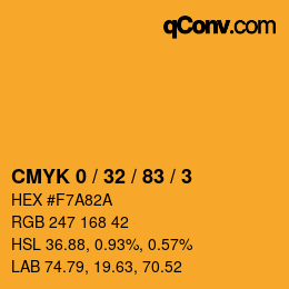カラーコード: CMYK 0 / 32 / 83 / 3 | qconv.com