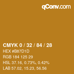 カラーコード: CMYK 0 / 32 / 84 / 28 | qconv.com