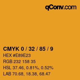カラーコード: CMYK 0 / 32 / 85 / 9 | qconv.com