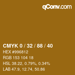 カラーコード: CMYK 0 / 32 / 88 / 40 | qconv.com