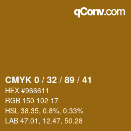 カラーコード: CMYK 0 / 32 / 89 / 41 | qconv.com