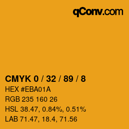 カラーコード: CMYK 0 / 32 / 89 / 8 | qconv.com