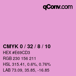 カラーコード: CMYK 0 / 32 / 8 / 10 | qconv.com