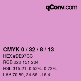 カラーコード: CMYK 0 / 32 / 8 / 13 | qconv.com