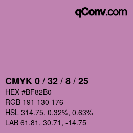 Farbcode: CMYK 0 / 32 / 8 / 25 | qconv.com