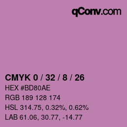 カラーコード: CMYK 0 / 32 / 8 / 26 | qconv.com