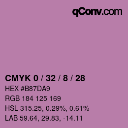 カラーコード: CMYK 0 / 32 / 8 / 28 | qconv.com