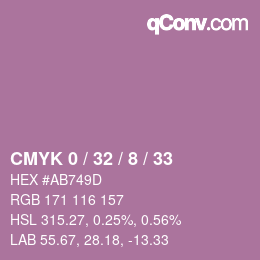 カラーコード: CMYK 0 / 32 / 8 / 33 | qconv.com