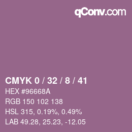 Farbcode: CMYK 0 / 32 / 8 / 41 | qconv.com