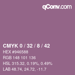 カラーコード: CMYK 0 / 32 / 8 / 42 | qconv.com