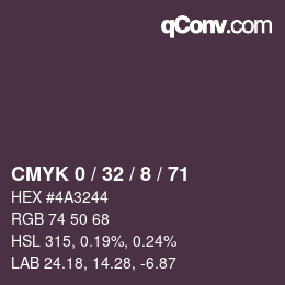 カラーコード: CMYK 0 / 32 / 8 / 71 | qconv.com