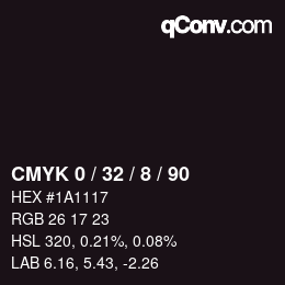 カラーコード: CMYK 0 / 32 / 8 / 90 | qconv.com