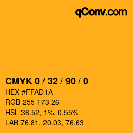 Color code: CMYK 0 / 32 / 90 / 0 | qconv.com