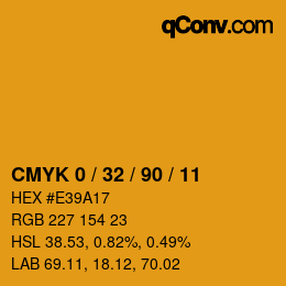 カラーコード: CMYK 0 / 32 / 90 / 11 | qconv.com