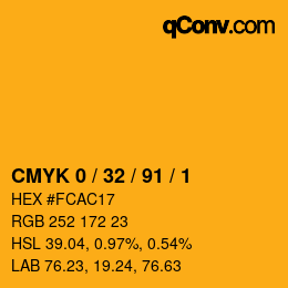 Color code: CMYK 0 / 32 / 91 / 1 | qconv.com