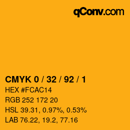 Color code: CMYK 0 / 32 / 92 / 1 | qconv.com