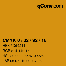 Código de color: CMYK 0 / 32 / 92 / 16 | qconv.com